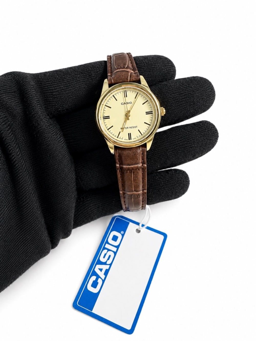 Casio Gold Dial Men's Watch with Brown Leather Strap